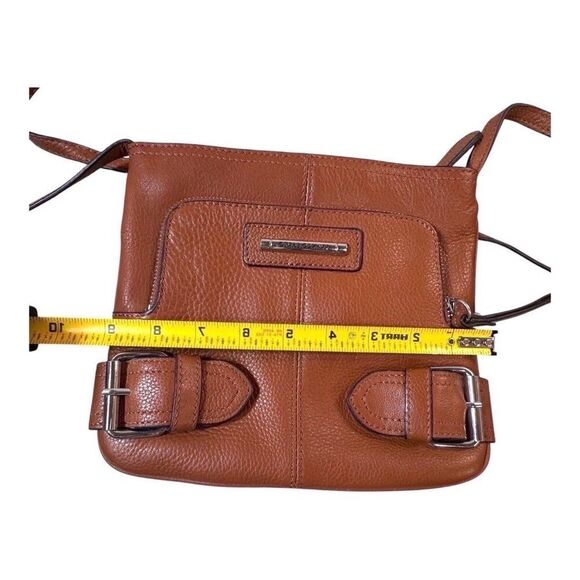 Franco Sarto Brown Leather Crossbody Bag With Buckle Accents & Adjustable Strap - Picture 3 of 10